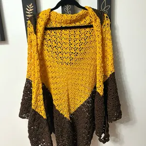Mustard and Brown Crotched Hooded Shaw