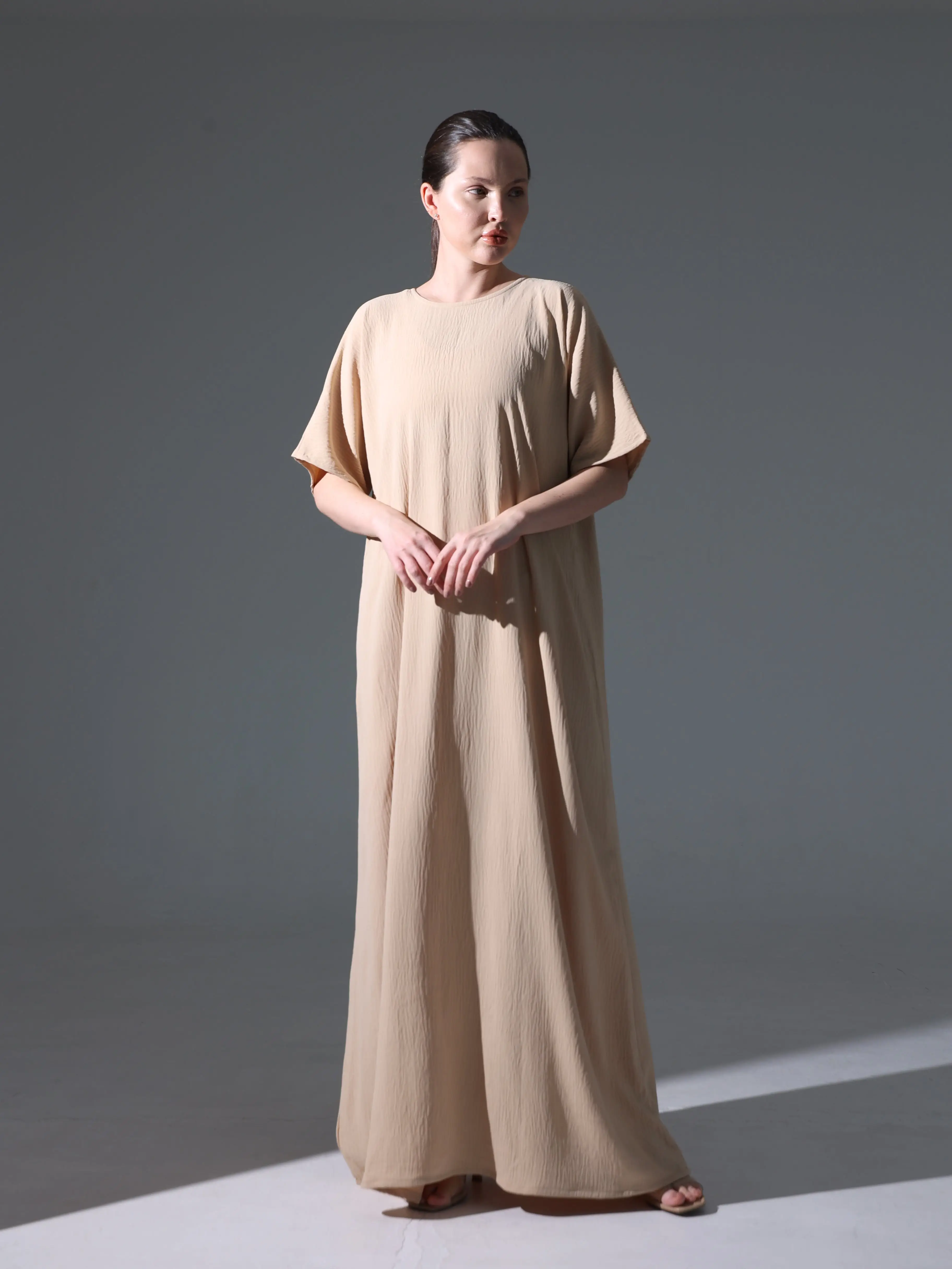 Crepe Abaya Inner Slip Dress - Neutral Beige