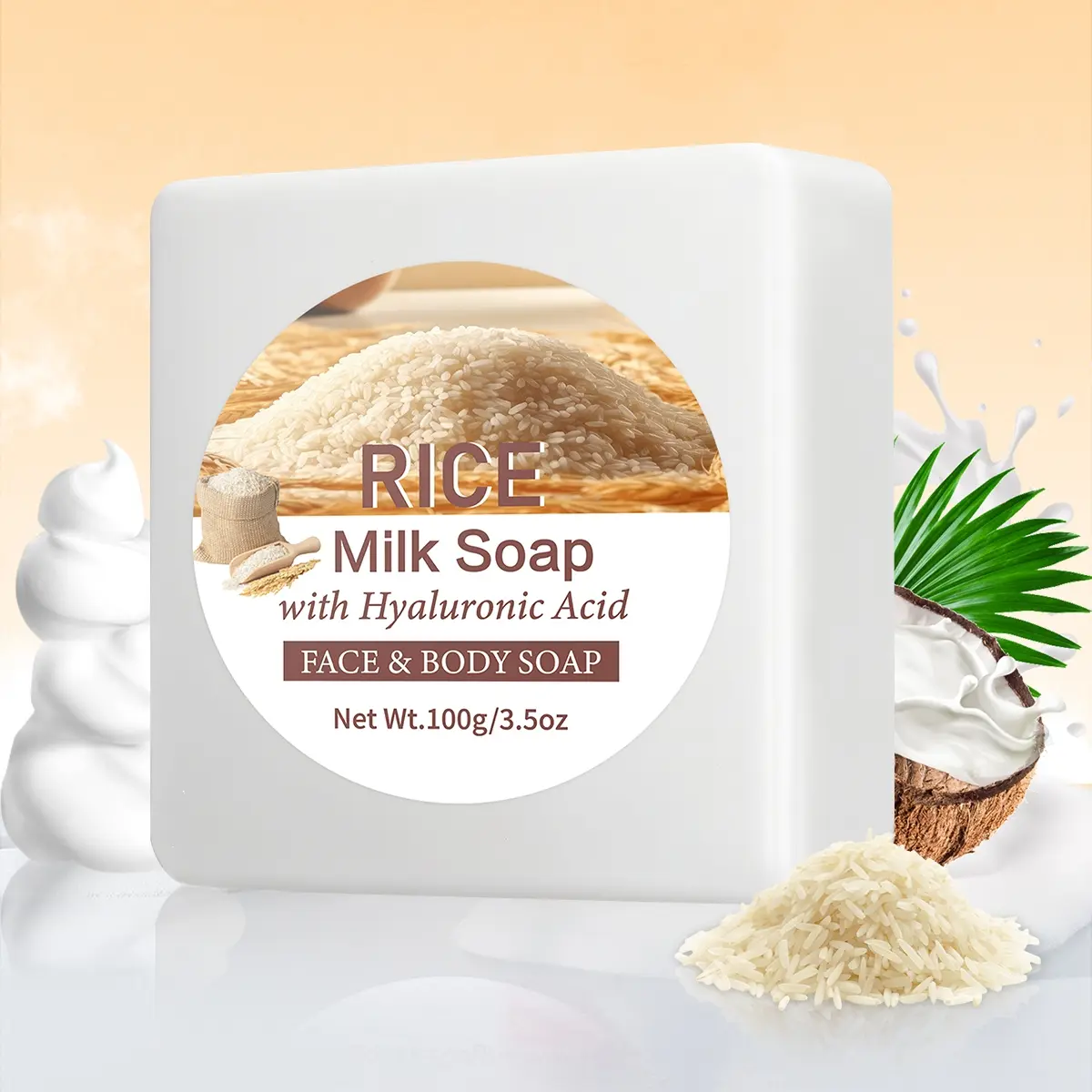 Rice Milk Soap, Skin Brighten Soap Bar, Moisturizing Brightening Soap, Rice Soap, Rich In Rice Extract And Milk, Brighten And Moisturize The Skin, Skin Form Soap For Face, 100 G- Used In The Morning And Evening , Suitable For All Skin Types