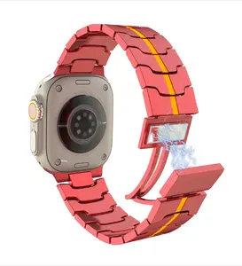 Stylish Unisex Iron Man Watch Strap Ultra Thin Leather with Rhinestone Four Leaf Clover Design Fashionable Zinc Alloy Zirconia