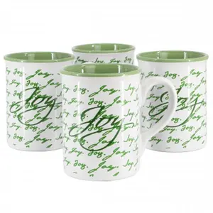 212 MAIN 4-Piece 16oz Ceramic Inspirational Mugs Set, Green - Dishwasher-Safe Kitchen Drinkware Ideal for Coffee