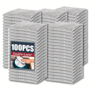 100 pieces of multi-functional steel wire magic cleaning cloth, double layer does not hurt pots and pans dish towels, reusable wet and dry steel wire rags, suitable for kitchen, sink, pots and pans, metal tableware