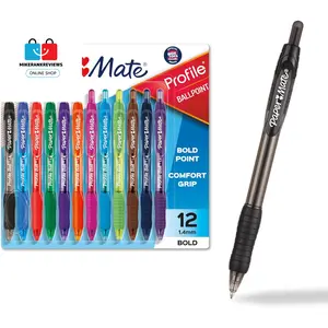 Retractable Ballpoint Pens, Bold (1.4Mm), Assorted Colors, 12 Count No Brand