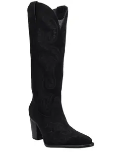 Dingo Women's Evita Tall Suede Western Boot Snip Toe - Di2253-Blk