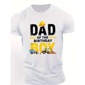 Men's Heavy-Duty Construction Worker T-Shirt - Round Neck Short Sleeve Shirt, Machine Washable Casual Summer Wear, Suitable for Construction Sites and Outdoor Activities, Ideal Father's Day Gift