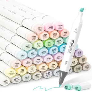 Ohuhu Alcohol Markers: Chisel and Fine Dual Tips - 48 Pastel Colors - AP Certificated - Double Tipped Art Marker Set for Artists Adults Coloring Illustration - Refillable - Oahu Series of Ohuhuart