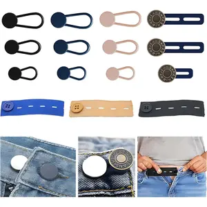 15 count Adjustable Jean Button Extenders for Women & Men - Elastic Waistband Extenders for Loose Jeans, Pants, and Maternity Wear Rubber  Extenders for Comfort and Fit