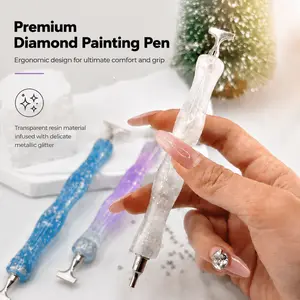 Dreamy colorful diamond painting resin dotting pen, unique curved barrel design—beautiful and practical, an essential for handmade DIY projects
