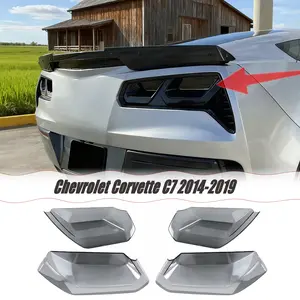 MUTUSAISI Tail Light Covers Guards For Chevy Corvette C7 2014-2019 , Smoked Black Rear Light Protective Cover Guards Trim Set Exterior Accessories