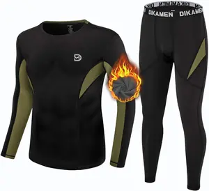 Men'S Thermal Underwear Fleece Lined Performance Fleece Tactical Sports Shapewear Thermal Set DIKAMEN