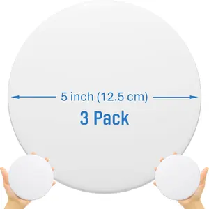 Wall & Door Handle Stopper 5" Set of 3 Pieces White Rubber Round Wall Shield Cushion Quiet Self Adhesive Wall Protector Guard Door Bumper for Door Handle