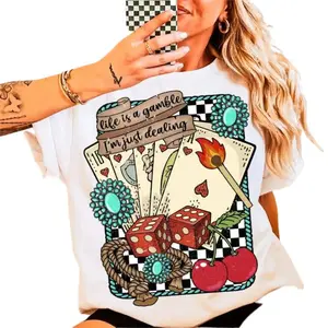 Life is a Gamble Shirt, Retro Turquoise Western, Country , Wild West Gifts, Retro Cowboy Graphic Cotton