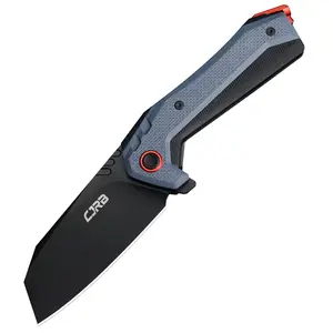 CJRB Tactical Knife Tigris AR-RPM9 Steel Black PVD Blade Black&Blue G10 Handle Emergency Tool for Camping EDC, Survival Tools and Survival Gear