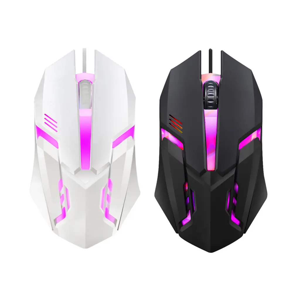 Ergonomic RGB Color Changing Wired Gaming Mouse - 5000DPI Opto-Electronic Sensor, 3 Buttons, 1.4m USB Cable, Compact Design, E-Sports Peripheral for Gaming PCs, Laptops (Black/White)