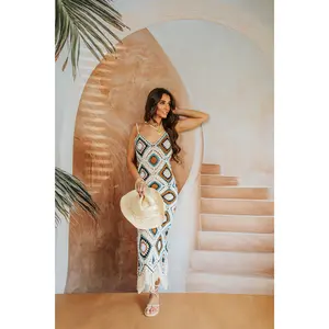 Elan Caribbean Crochet Maxi Dress