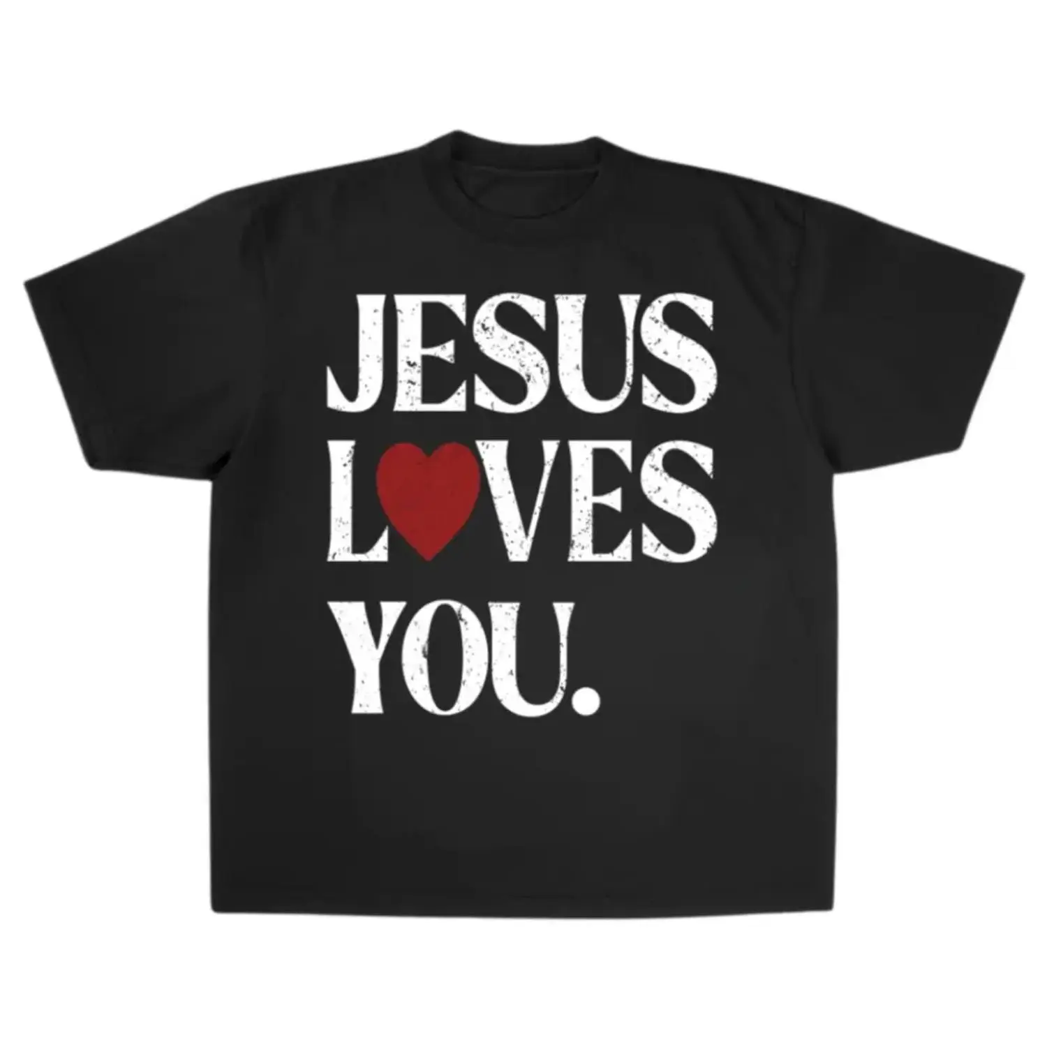Men's Vintage Jesus Love You Crucifix Graphic Round Neck Short-Sleeve Cotton Casual T-Shirt, Shortsleeve, Crucifix Graphic Men's Short-Sleeve T-Shirts