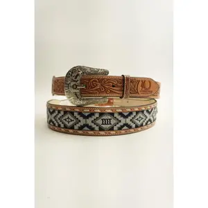 LA HERRADURA BELT AZTEC NAVY BLUE/WHITE NEW DESIGN