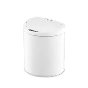 Ninestars 2.1 Gallon / 8 L Semi-Round Motion Sensor Trash Can, Small Automatic Touchless Trash Bin, Motion Sensor Trash Can, Waterproof, Fingerprint Proof,  Durable for Bedroom, office, bathroom, White Plastic