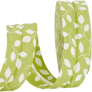 10.94 Yards Double Fold Bias Tape, 1.18 Inch Wide Leaf Bias Binding Tape DIY Garment Accessories, Fabric Hem Quilt Binding for Sewing, Seaming, Piping, Crafts(Yellow and Green)