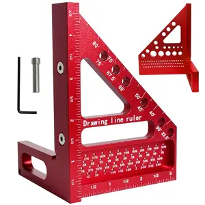 3D Multi-Angle Measuring Ruler, Carpenter Square Protractor 22.5-90  with Position Pin,  Alloy Miter Triangle Ruler Layout Measuring Tools, Woodworking Tool (Inch)