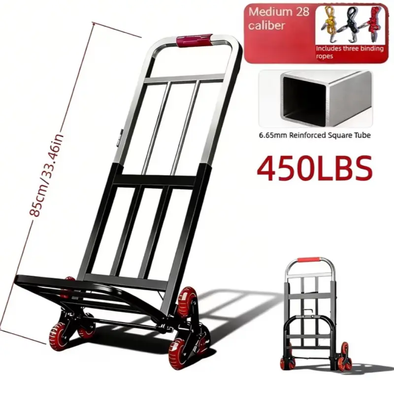 Heavy-duty Folding Handcart with Stair-climbing Wheels, Weighing 450LBS, Compact Folding Shopping Cart with Large Load Capacity, Suitable for Home, Warehouse, Grocery Shopping, Moving - Space-saving Design - for Material Handling