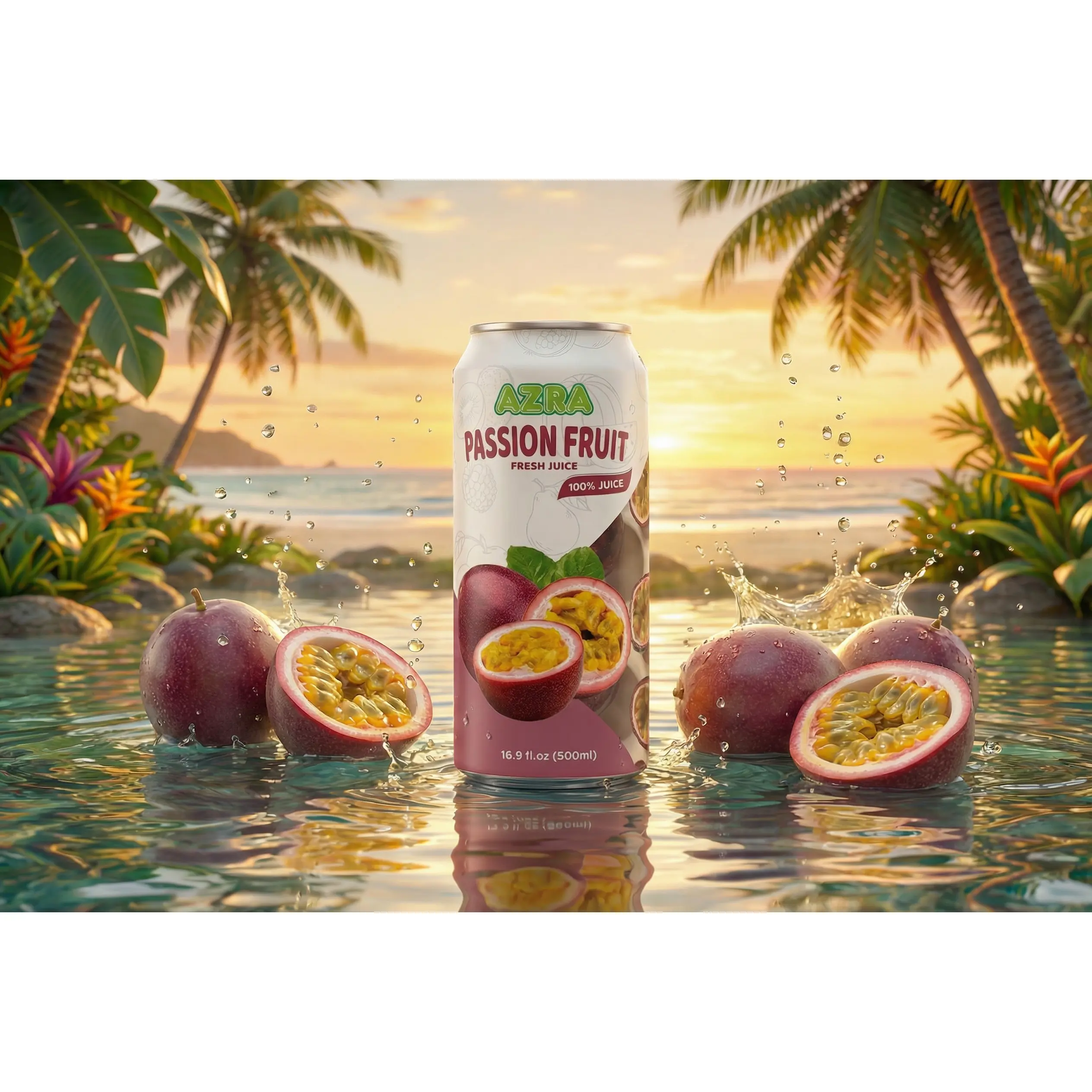 AZRA Passion Fruit Juice – 12 Pack (500ml Cans) 100% Tropical