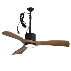 42 Inch Dniester IP65 Outdoor DC Motor Black Modern Hanging Buckle Downrod Ceiling Fan with Light