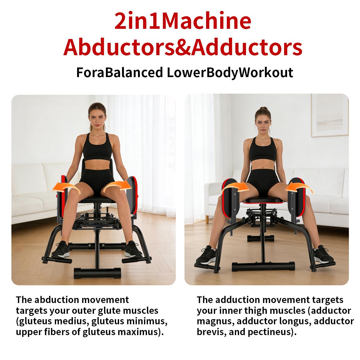 2-In-1 Dual-Resistance Cord Glute Machine - Hip Abductor  & Adductor Exercise Equipment - Adjustment Resistance Levels For Glute Strengthening, For Home Use, Upper Back Exerciser, Thigh Workout Equipment for Hip Sculpting & Butt Lifting SpringStatements