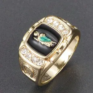 Saint Jude Zirconia Ring 14k Gold Plated Men's Jewelry with Elegant Design and High-Quality Finish