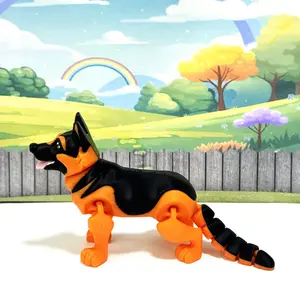 German Shepherd Figurines, 3D Printed Realistic Detailed Plastic Puppy Figures, Movable Joints Dogs Animals Toy Set AD-GS-S