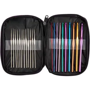 22PCS Crochet Hook Set Aluminum Handle Multicolor Knitting Needles 0.6–6.5mm