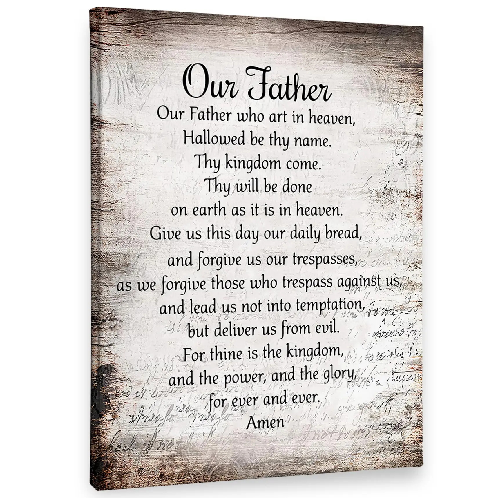 The Lord's Prayer Scripture Farmhouse Living Room Bedroom Kitchen Framed Canvas Wall Art Rustic Religious Christian Home Decor Gift for Mom summerwins,