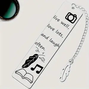 Inspirational Quote Stainless Steel Bookmark, 1 Count Durable Metallic Bookmark with Chain, Ideal Gift for Holiday & Birthday