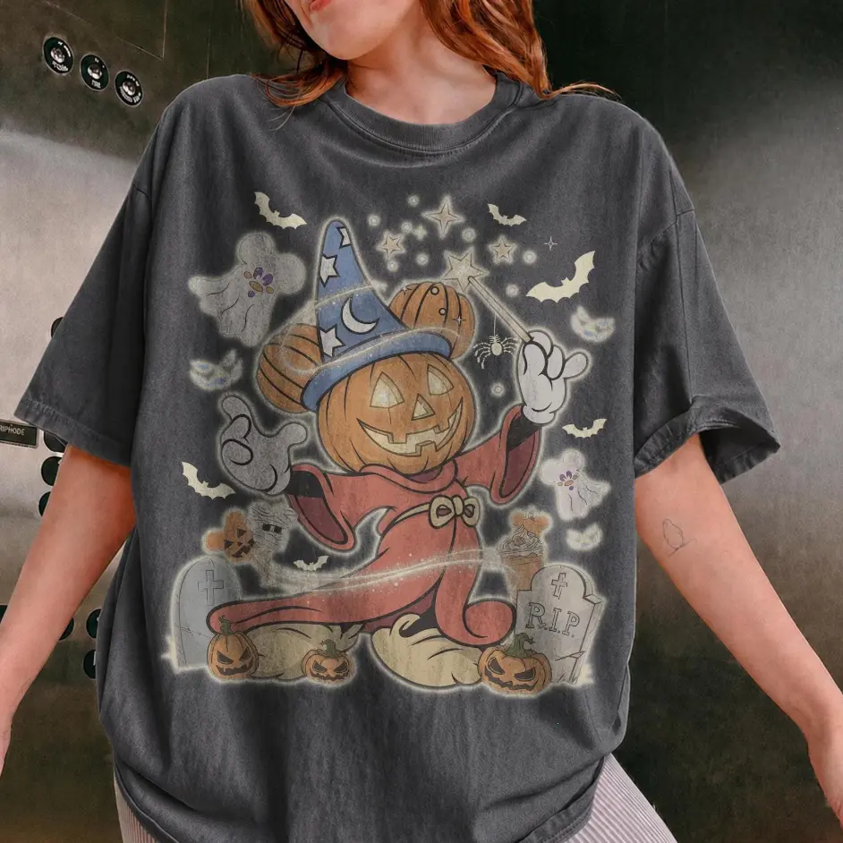 Vintage Mickey Fantasia Sorcerer Pumpkin WDW Halloween Shirt, Mickey's Not So Scary Halloween Party, Trick or Treat Main Street Fantasmic