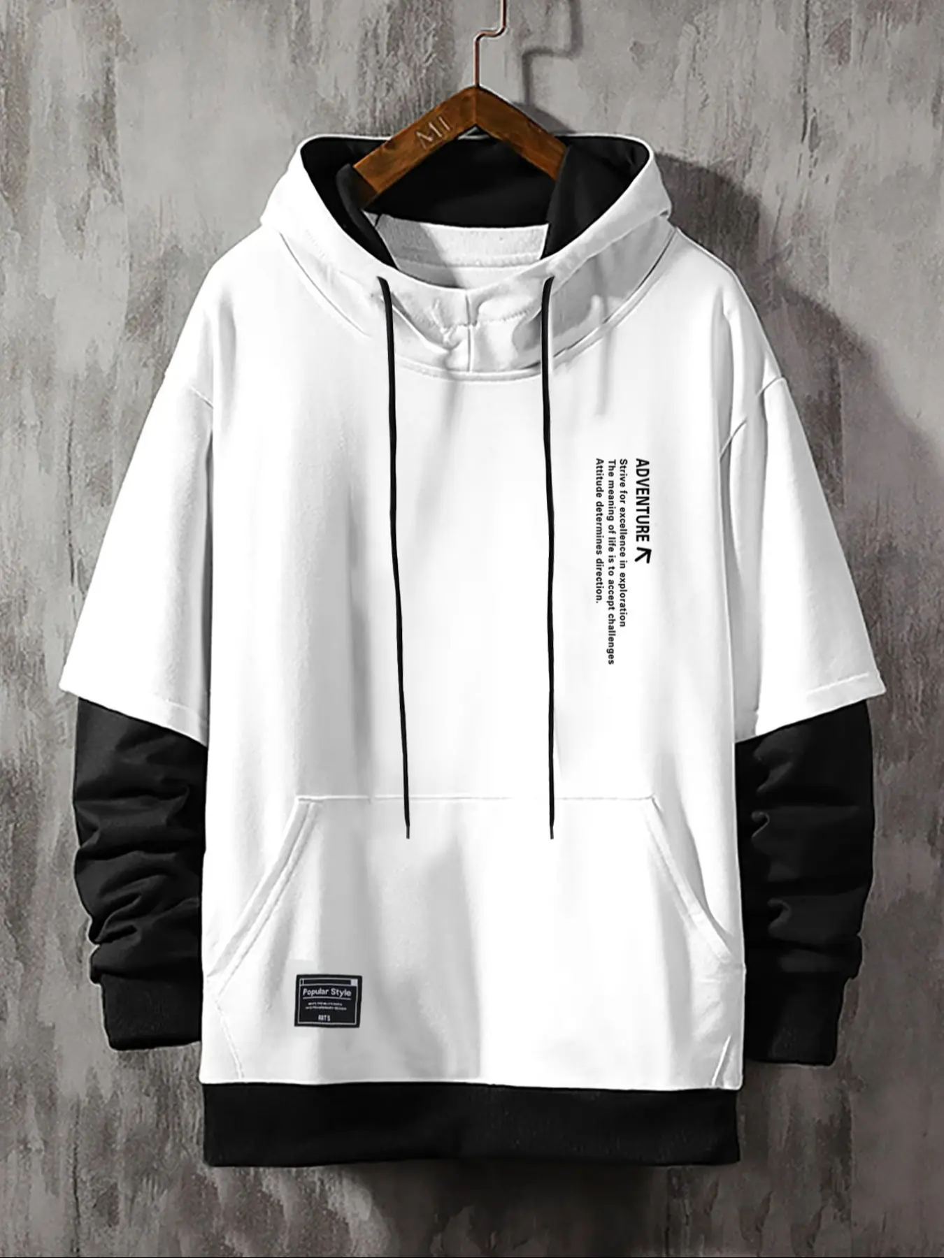 Men's Print Hoodie, Loose Casual Classic Street Long Sleeve Hooded Sweatshirt for Fall & Winter, Men's Top for Daily Wear, Men's Colorblock Sweatshirt Pullover, Casual Streetwear Sweatshirt, Graphic Hoodies, Casual Sweatshirts