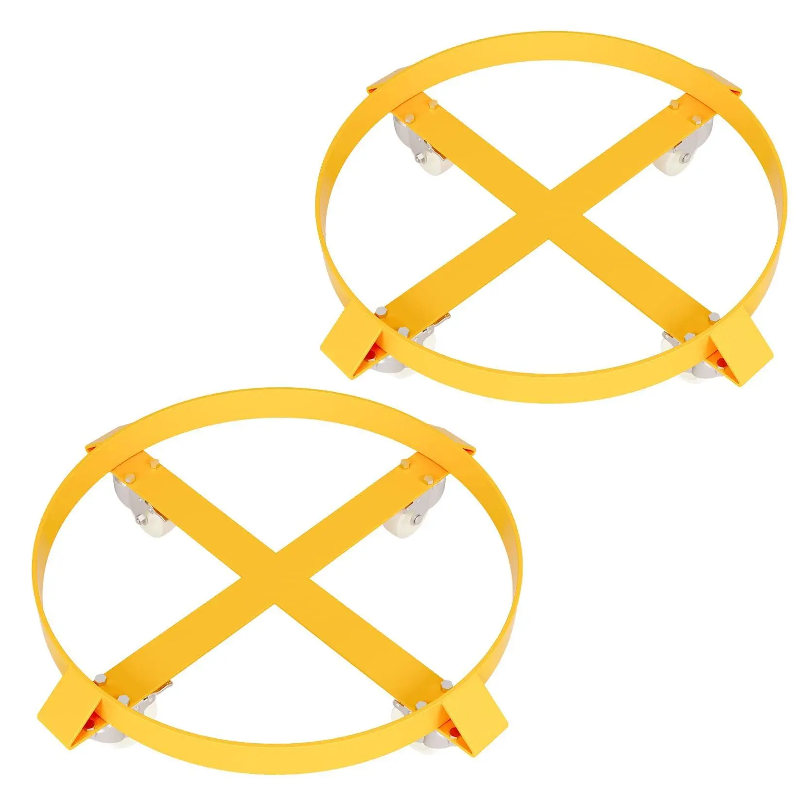 Gaomon Heavy-Duty Metal 55 Gal Steel Frame Drum Dolly - 4 Smooth-Gliding Swivel Wheels, 1000 lb Anti-Tip Wings, Reinforced Cross Bars, Secure Brakes, Universal Barrel Compatibility, Precision Control for Industrial Warehouses, Gardens