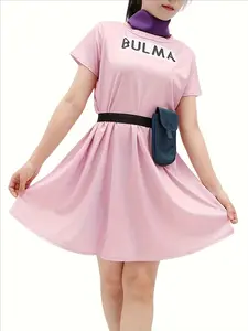 Anime Bulma Cosplay Costume Pink Dress Uniform Kawaii Girls Full Set Outfits Halloween Carnival Masquerade Party