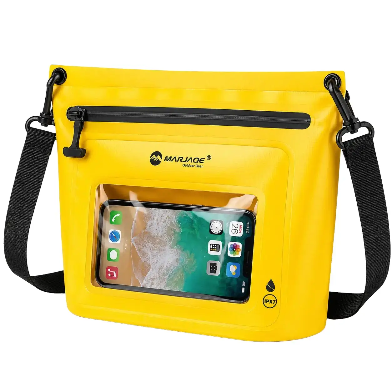 Unisex Aquatic Crossbody Dry Bag with Airtight Waterproof Zipper - Compact Pouch with Touchscreen Window & Adjustable Strap for Beach & Kayaking, Transparent Touchscreen Window, Aquatic Shoulder Bags, Shoulder Strap, Sport Shoulder Bags