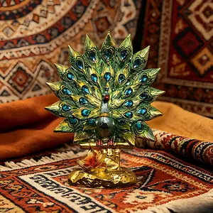 Luxury Resin Peacock Ornament, Boho Style Decorative Piece, Elegant Home Décor for Living Room, Entryway, Bar Cabinet, Feng Shui Lucky Charm