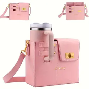 Portable Crossbody Water Cup Storage Bag, 1 Count Multifunctional Water Bottle Holder with Adjustable Shoulder Strap, Cup Bag for Home Office Outdoor