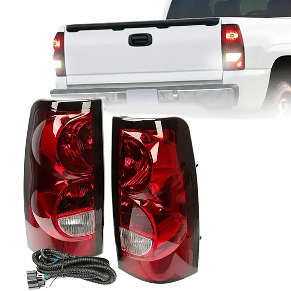Red Brake Tail Light Assembly with Bulbs for 2003–2006 Chevy Silverado 1500, 2500HD & 3500HD, DOT Compliant, Left & Right Replacement