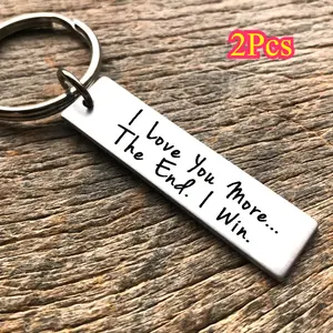 2Pcs I Love You More The End I Win Keychain, Couple Keychain, Keyring For Boyfriend, Girlfriend Gift Birthday, Anniversary Gift For Him Friendship