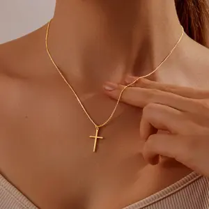 Luxval Cross Necklace for Women -Dainty 14K Gold Plated Cross Necklace Layered Gold Cross Necklace Cross Choker Necklace Gold Cross Necklaces for Women Trendy Gold Jewelry Gifts for Women