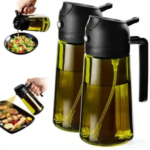 2 Count Olive Oil Sprayer Dispenser Bottle  16oz/470ml for Kitchen Gadgets and Air Fryer Accessories - Olive Oil Sprayer for Cooking w/Stickers
