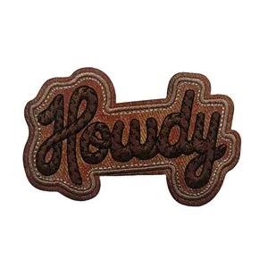 Leather Howdy Iron On Patches - Premium Quality Western Style Embroidered Appliques for Clothing and Accessories