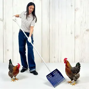 24" to 70.9" Adjustable Large Cook Scooper for Chicken Poop - Lightweight  Chicken Litter Scoop Cleaning Tool, Long Handle Detachable Shovel for Stall Farm Animals Poultry Litter Cleaning Sand Sifting