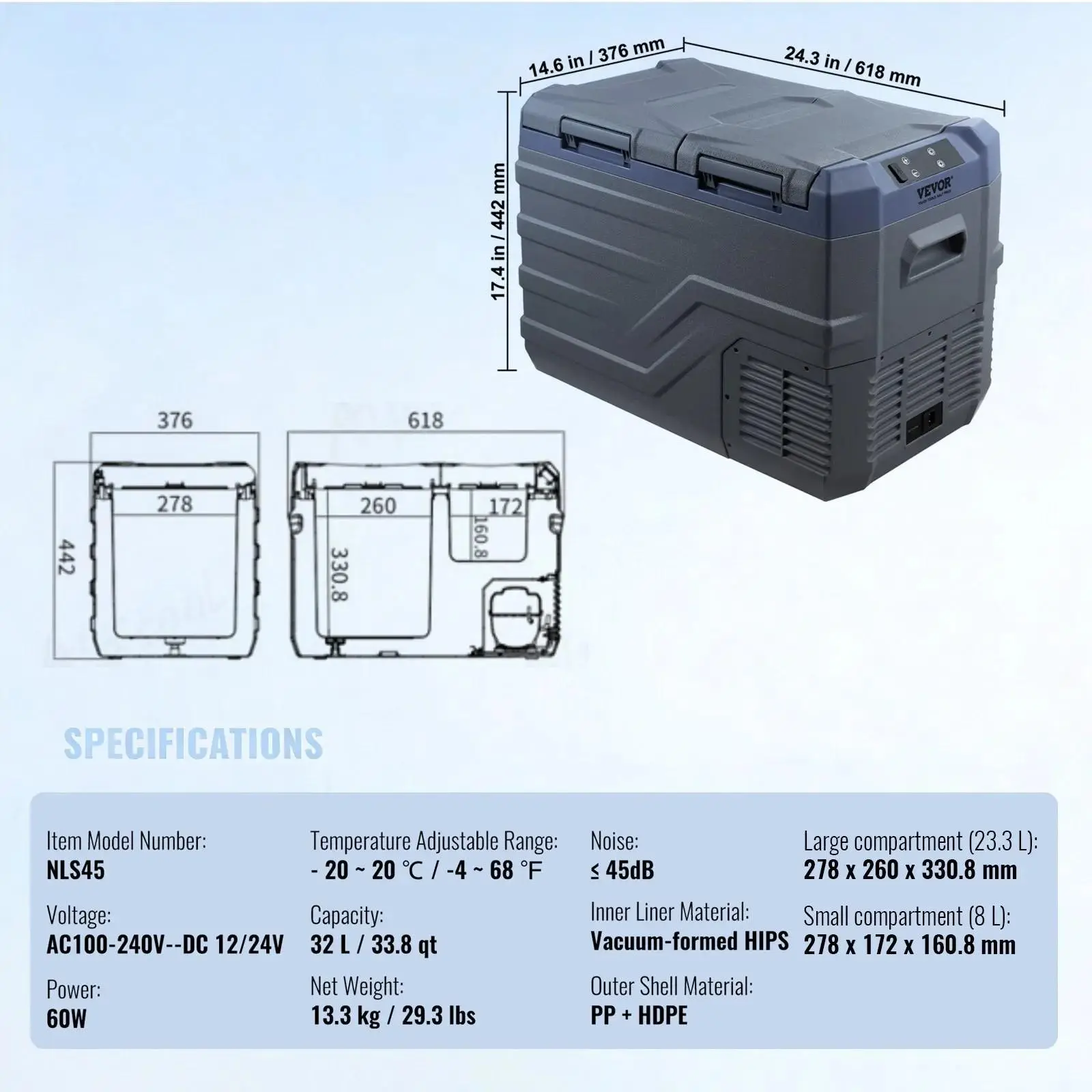 33.8QT/32L Dual Zone & Dual Temp