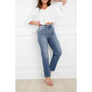 Judy Blue High Rise Medium Wash Ankle Length Straight Leg Jeans