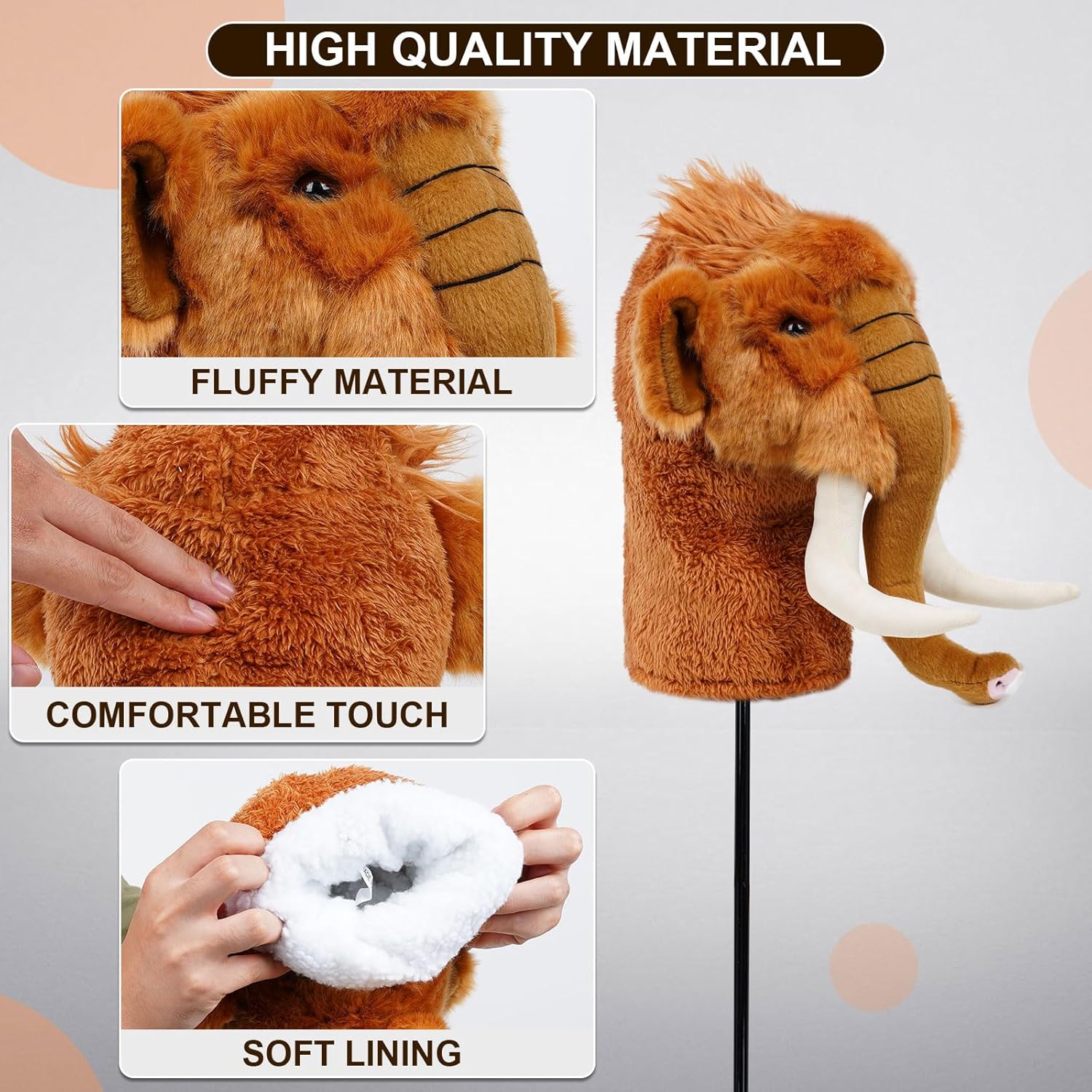Funny Golf Headcover, Animals Plush Driver Headcover, Golf Club Head Covers Gift for Men Women