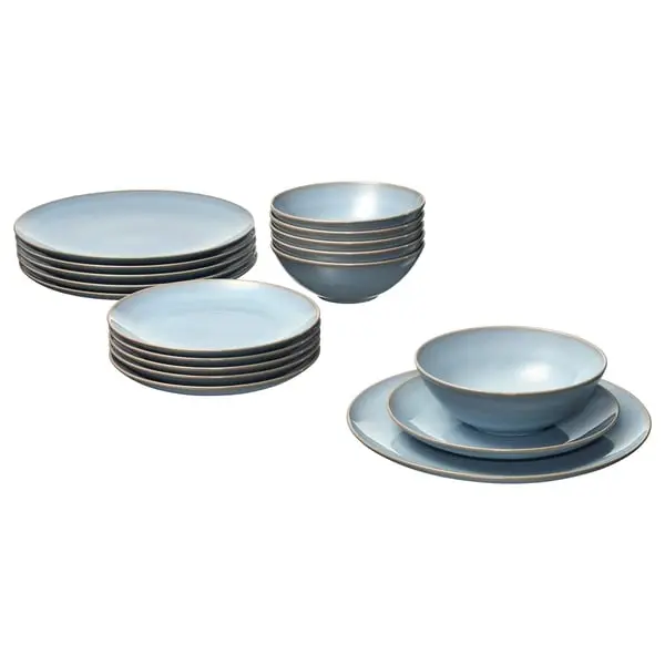 18-piece dinnerware set, light blue